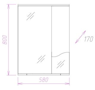 Шкаф-зеркало с подсветкой Onika Лайн 205819 левый 58см белый